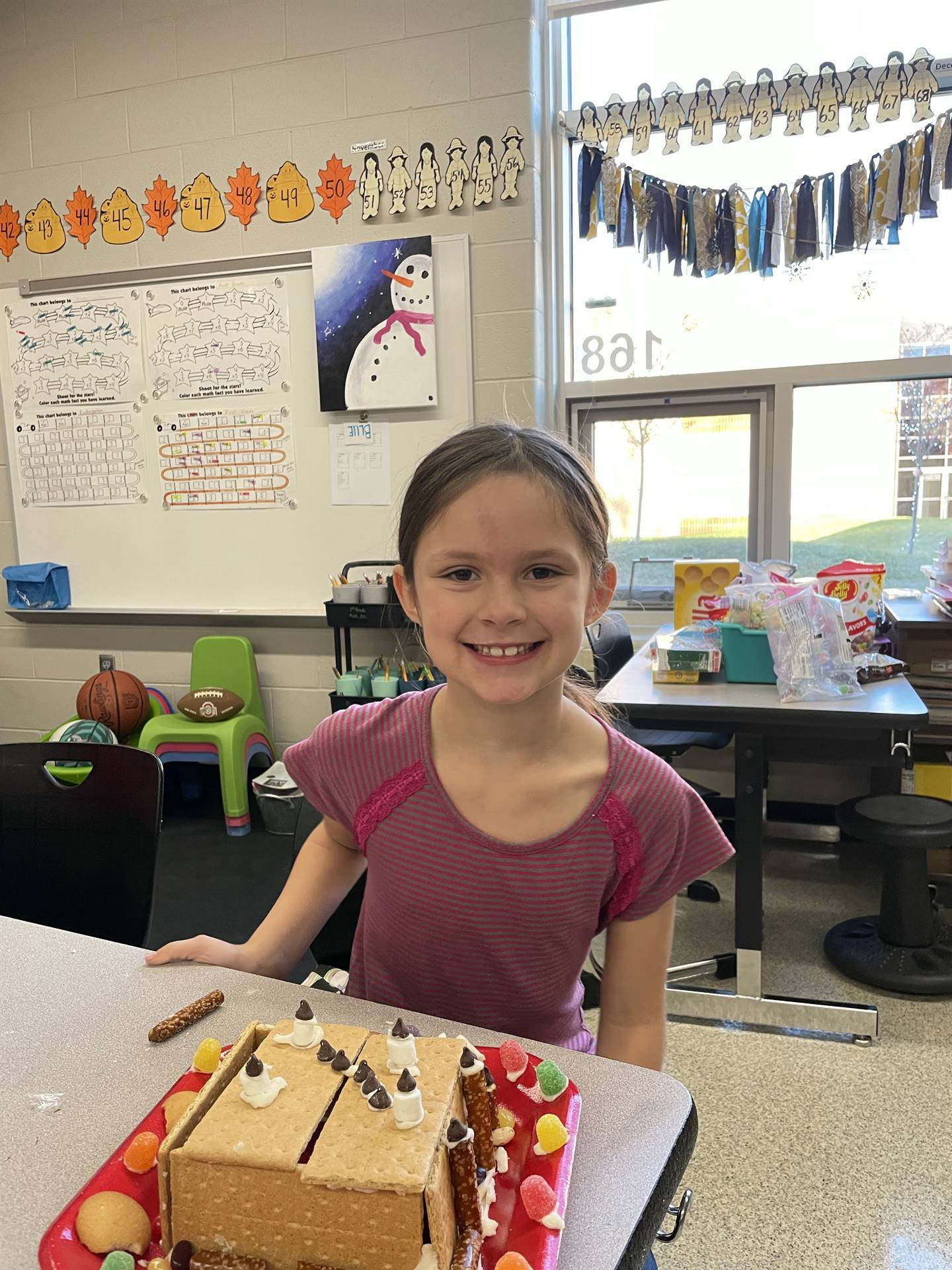 MaKenna with gingerbread house