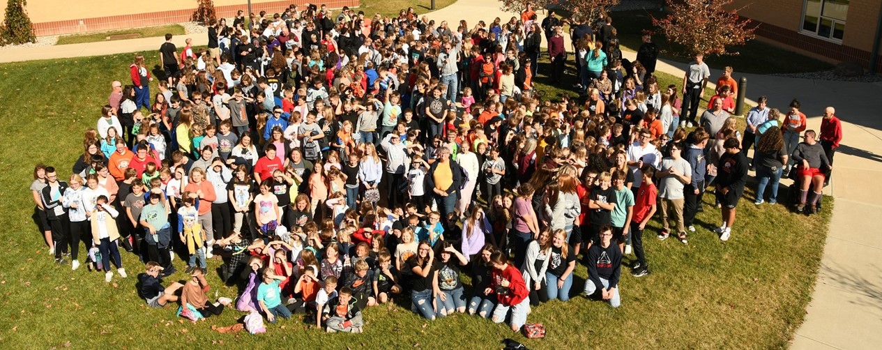 student body in courtyard