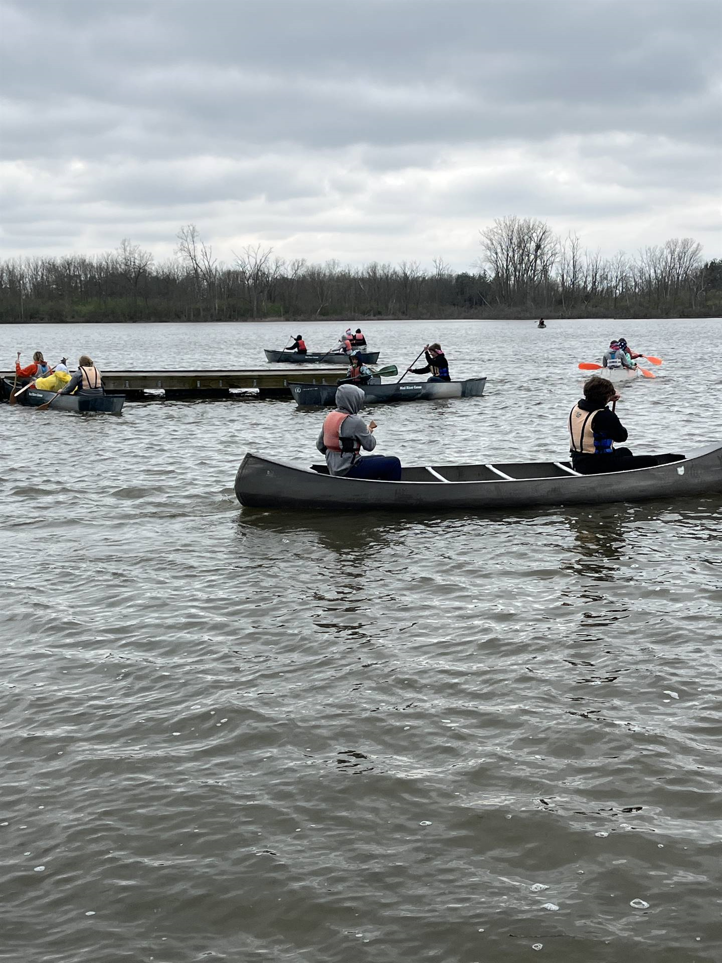 students canoeing at camp willson