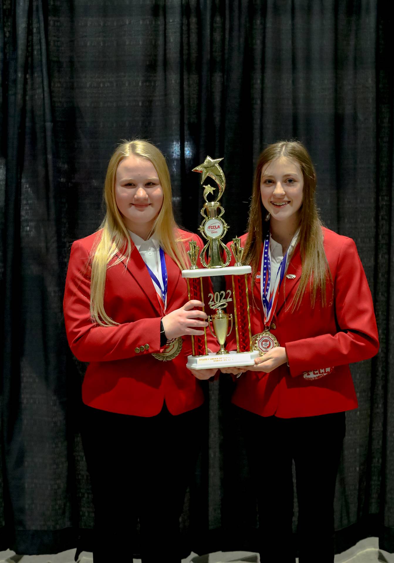 Two FCCLA Girls with Trophy
