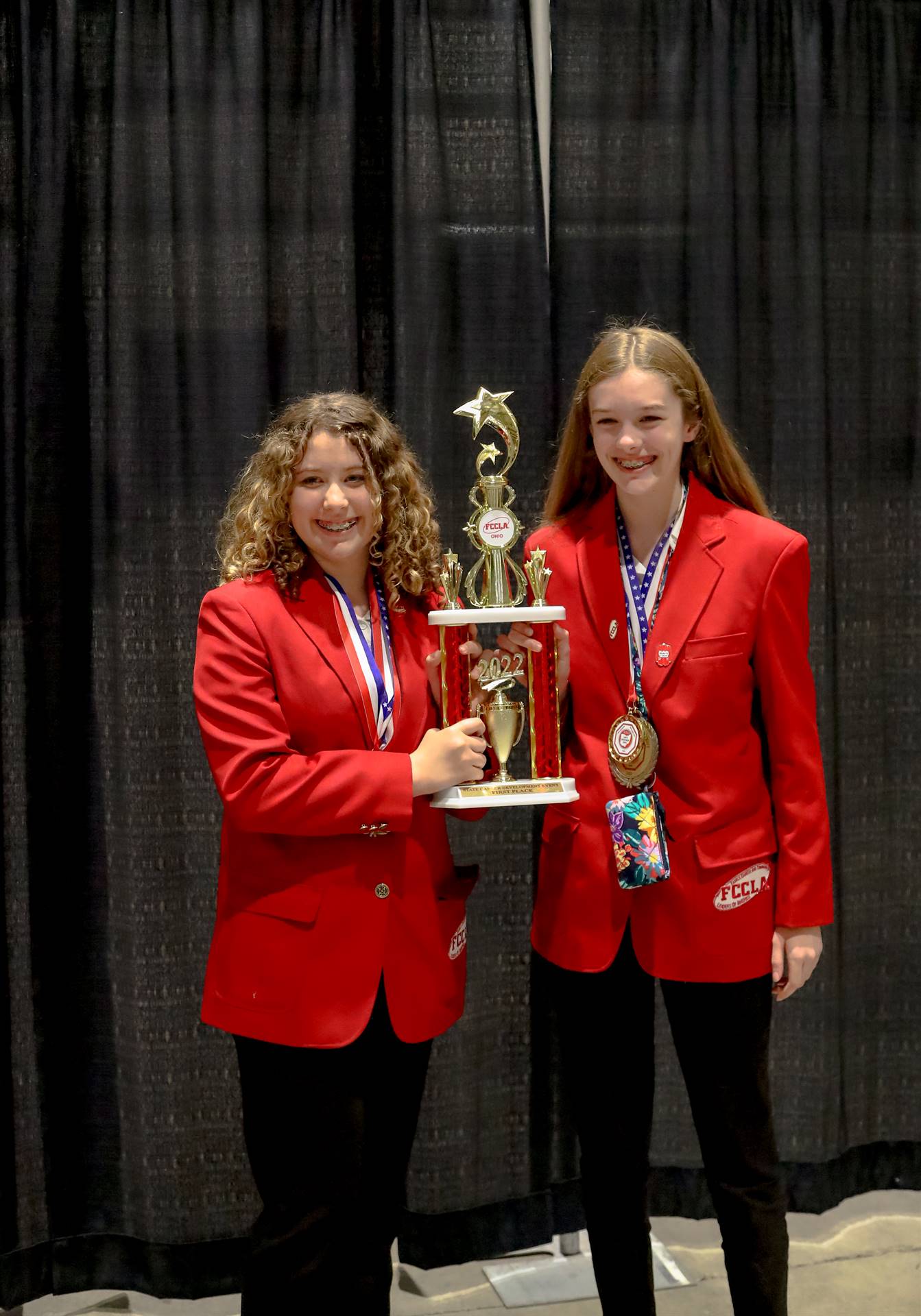 Two FCCLA Girls with Trophy