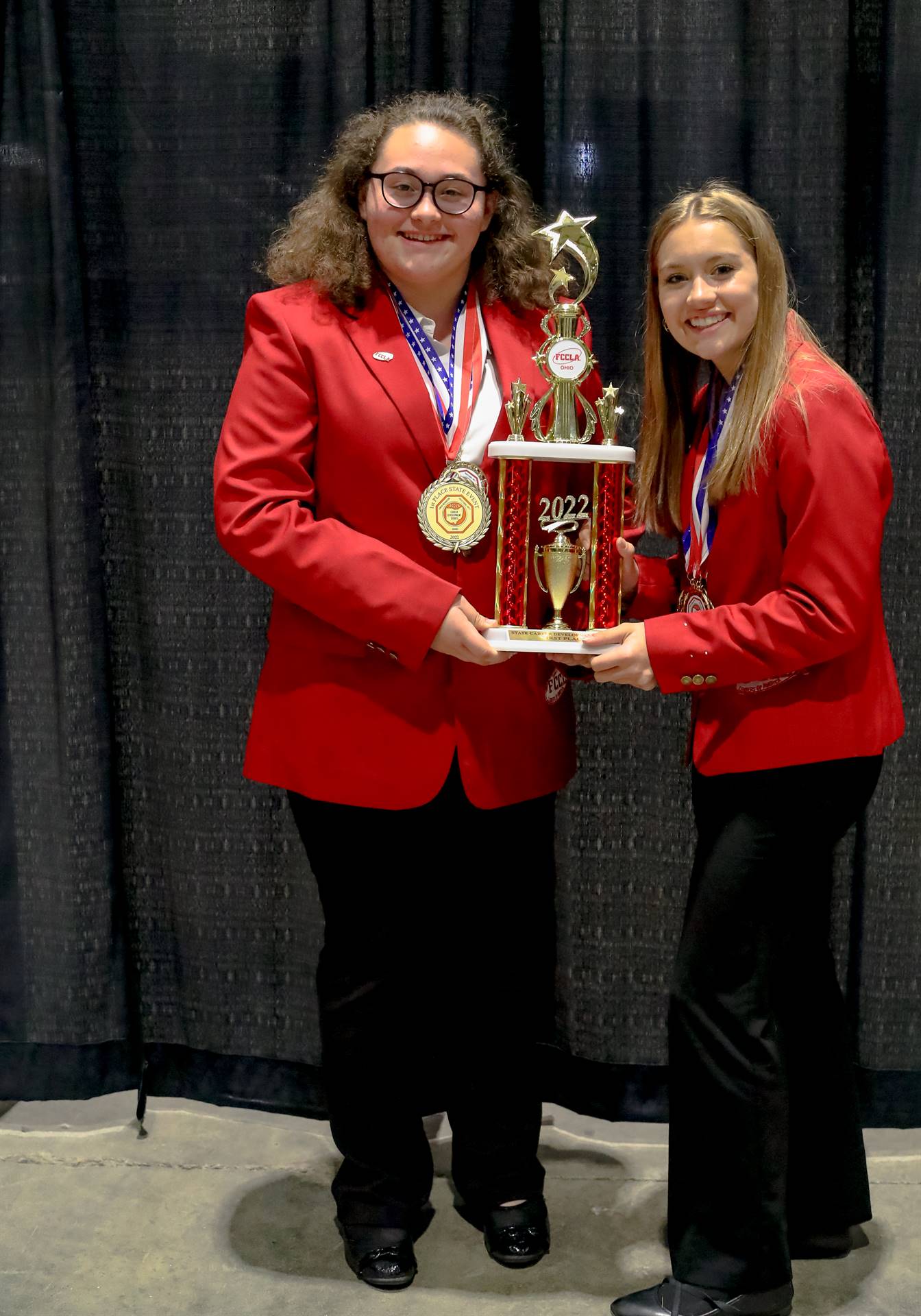 Two FCCLA Girls with Trophy