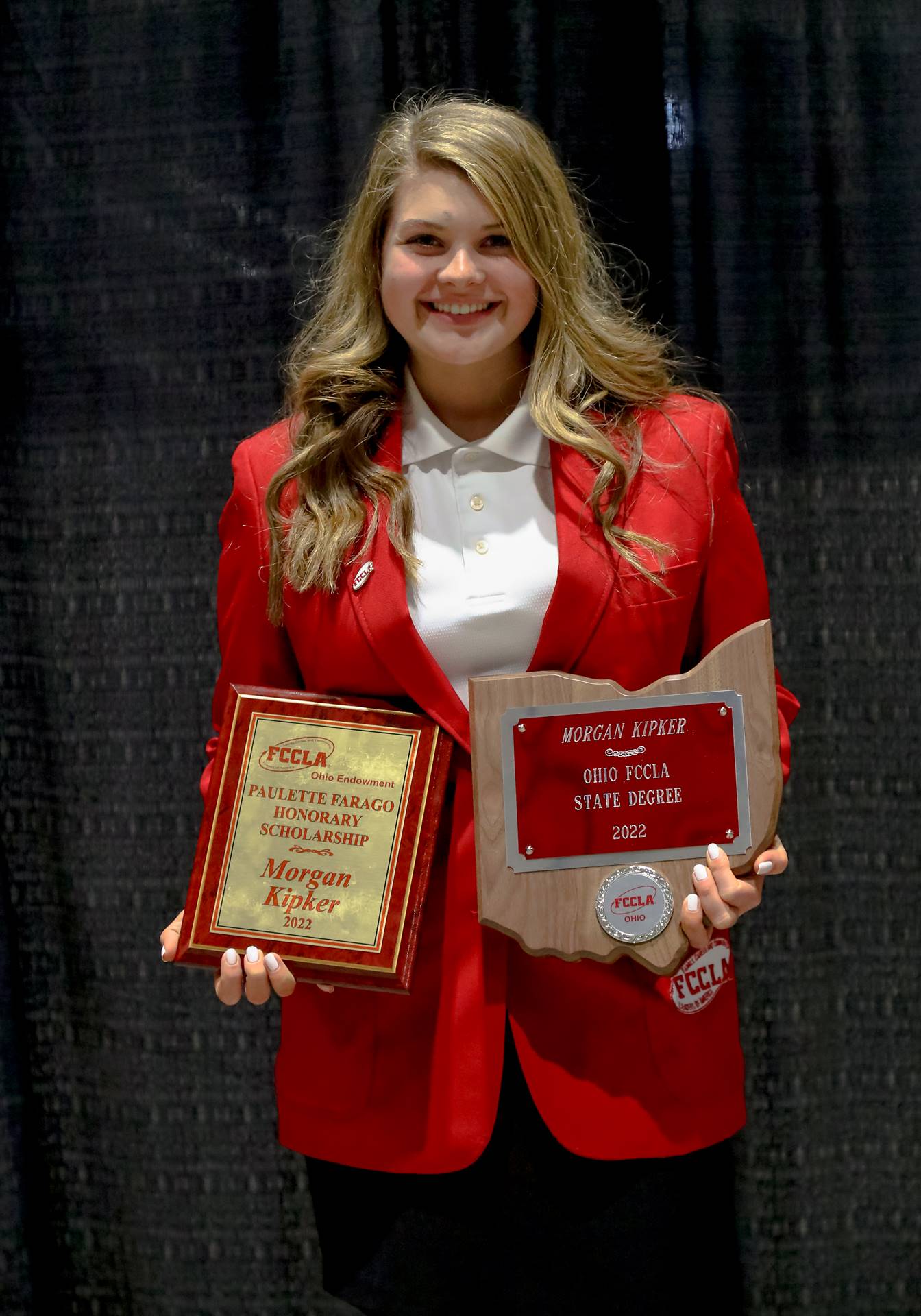FCCLA Girl with Trophy and Plaque