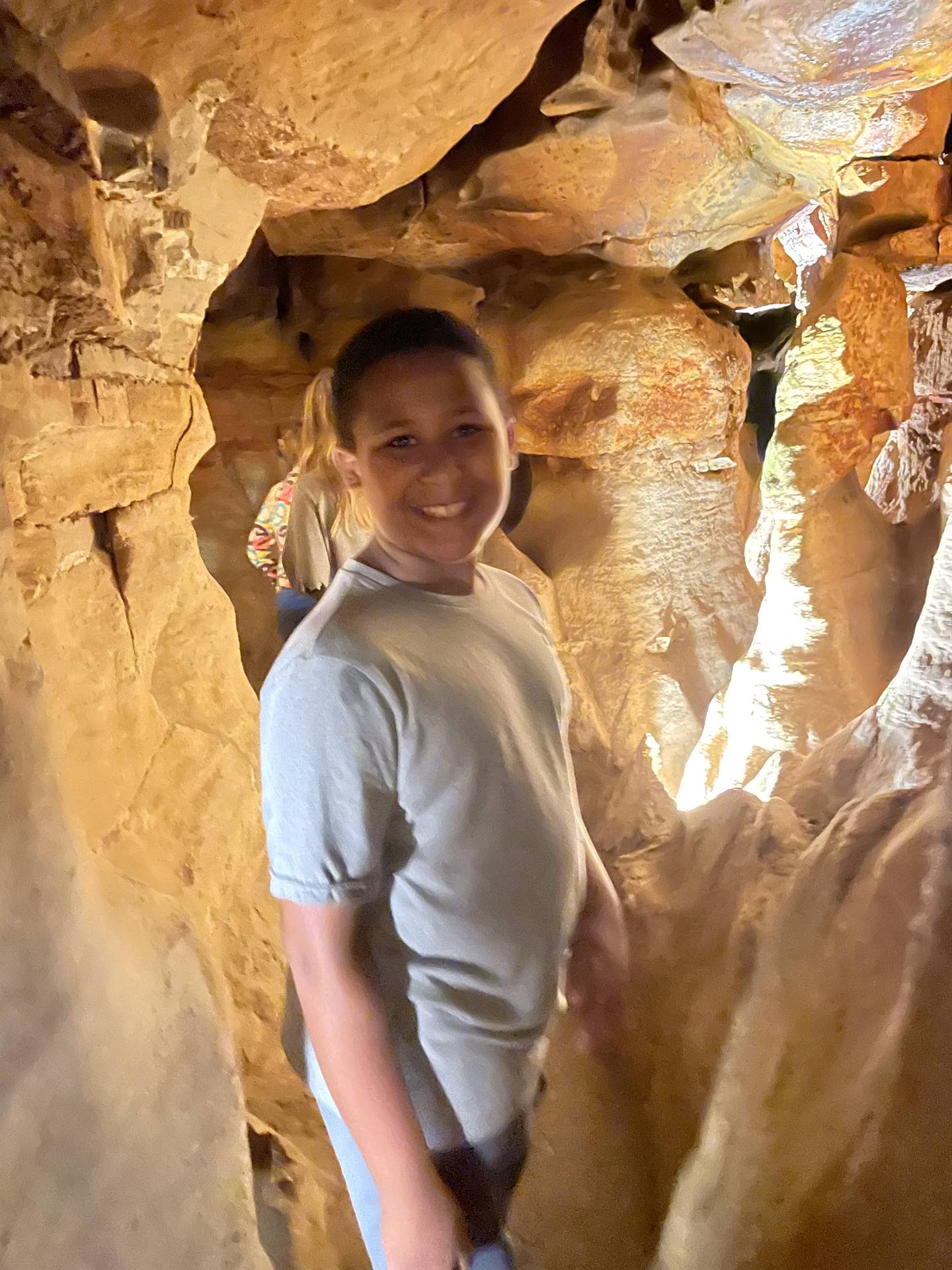 Ohio Caverns field trip, fossils with student