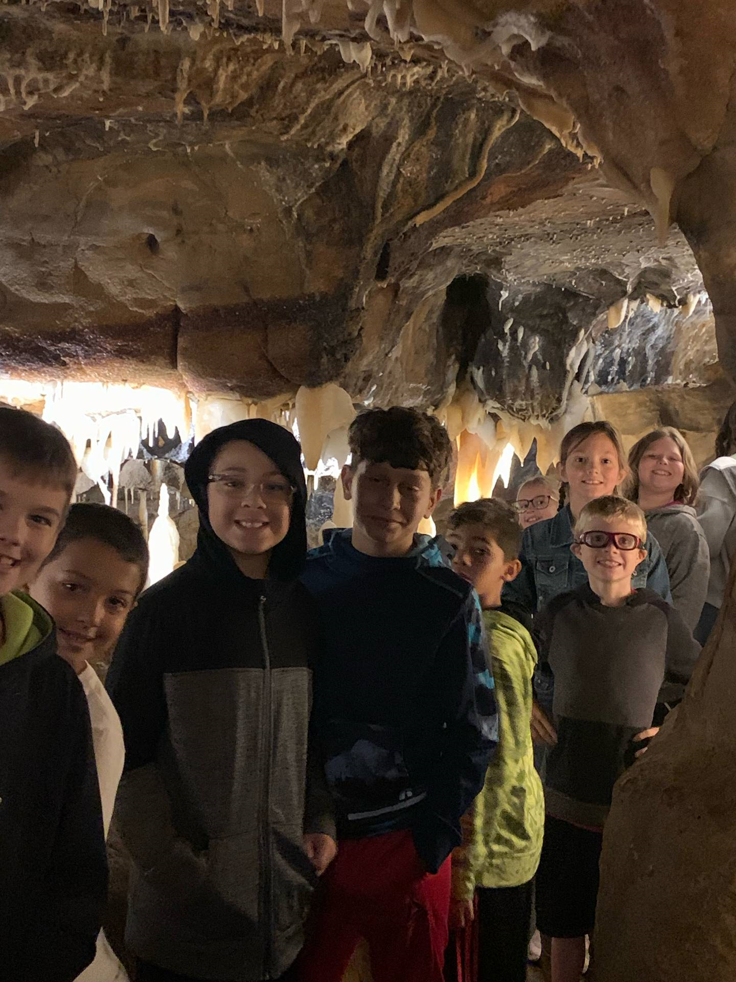 Ohio Caverns field trip, fossils with students