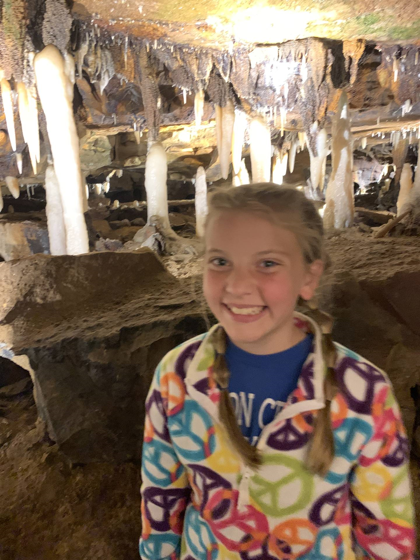 Ohio Caverns field trip, fossils and student