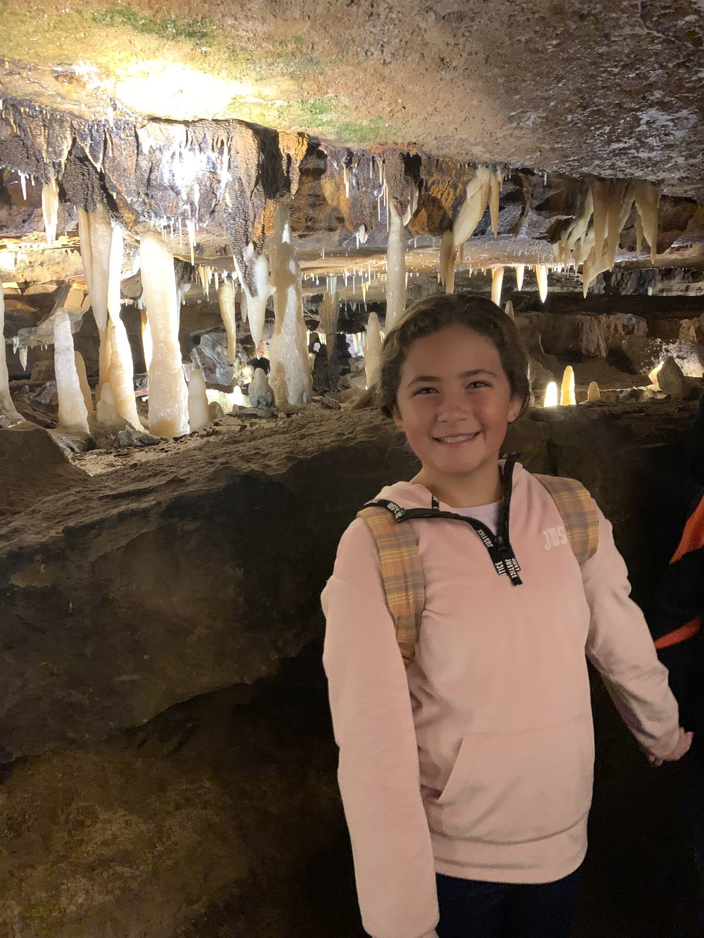 Ohio Caverns field trip, fossils and student