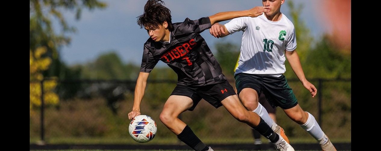 Soccer player making a play on the field